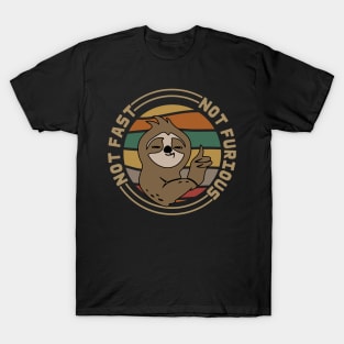 Funny Sloth Not Fast Not Furious Sloth Quote Cute Sloth T-Shirt